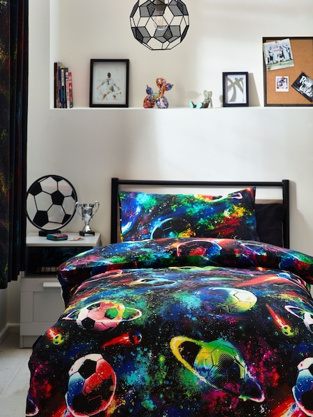 Multi Football Print Duvet Cover and Pillowcase Set (D49134) | €12 - €17