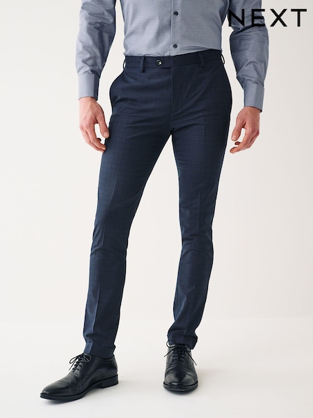 Bright Blue Super Skinny Check Suit Trousers (D49809) | €10
