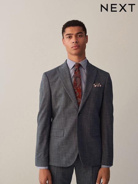 Blue Regular Fit Textured Suit Jacket (D49810) | €11