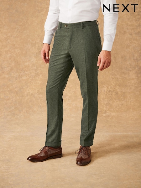 Green Slim Fit Trimmed Donegal Suit: Trousers (D49833) | R$ 565