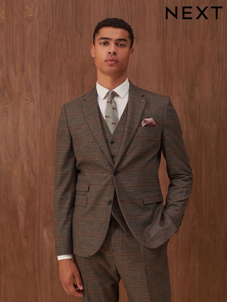 Brown Slim Check Suit (D49855) | € 14