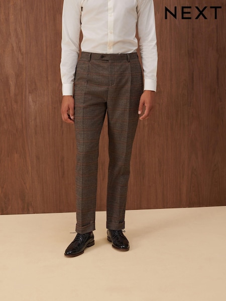 Brown Slim Check Suit Trousers (D49856) | €27