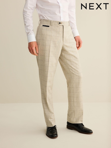 Light Grey Regular Fit Trimmed Check Suit: Trousers (D49875) | €8