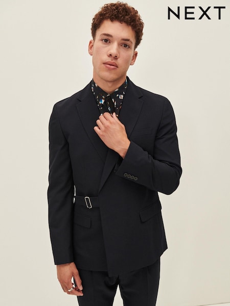 Navy Blue EDIT Slim Fit Wrap Front Suit Jacket (D49891) | €17