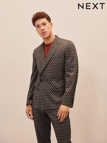 Brown EDIT Geometric Slim Fit Suit: Jacket (D49897) | €18