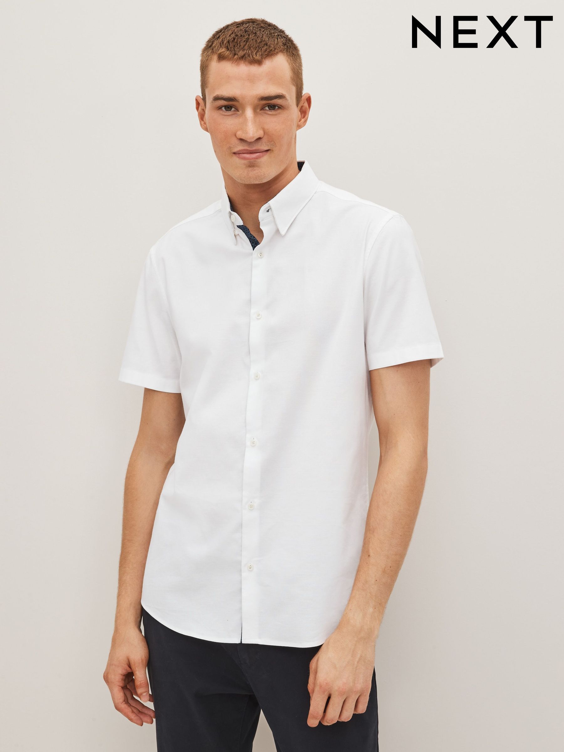 Mens Slim Fit Short Sleeve Shirts Plain Floral Shirts Next