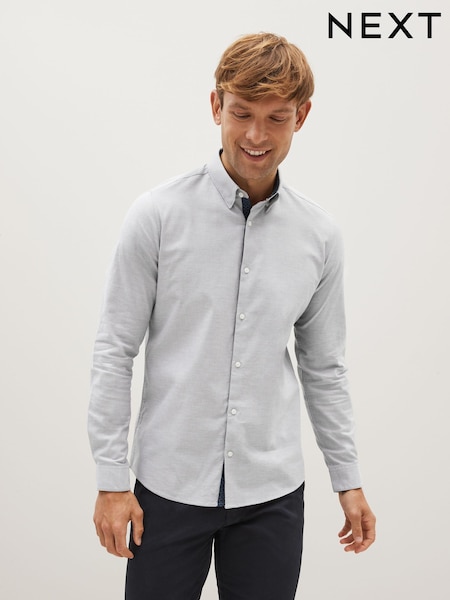Gri deschis - Cămașă Croială slim fit Stretch Oxford cu mânecă lungă (D50108) | 119 LEI