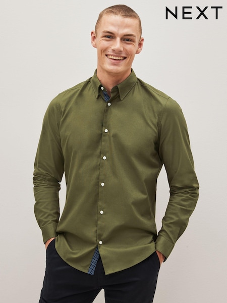 zelena - Slim Fit Stretch Oxford Long Sleeve Shirt (D50118) | € 16