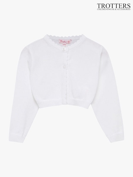 Trotters London White Little Sophie Cropped Cotton Cardigan (D50142) | €26
