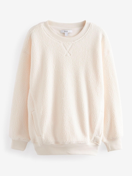 Ecru White Longline Fleece Sweatshirt (D50266) | AED52