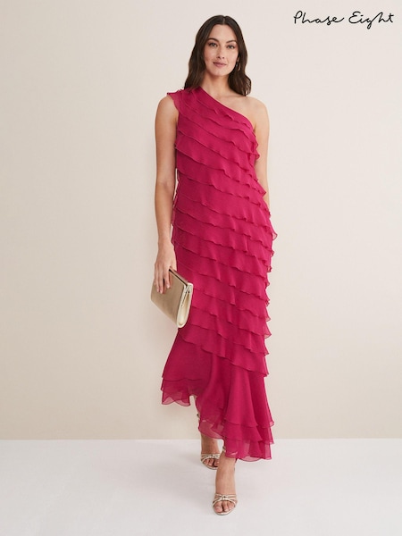 Phase Eight Pink Kelsey Layered One Shoulder Maxi Dress (D50293) | €179