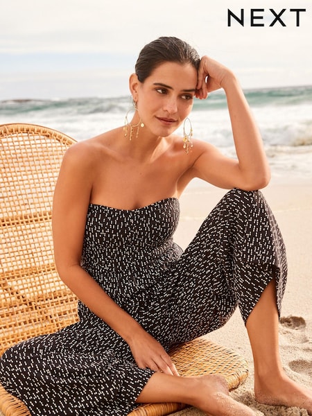 Black & White Bandeau Jersey Culotte Jumpsuit (D50343) | €6