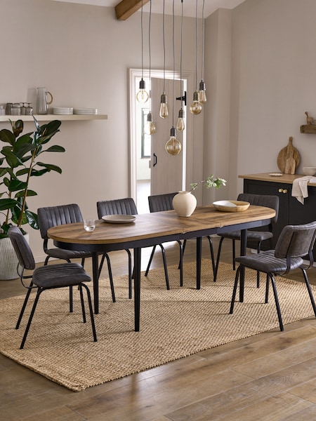 Dark Bronx Oak Effect Pill Shape 6 to 8 Seater Extending Dining Table (D50351) | €610