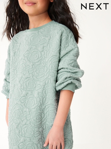Mint Green/ Blue Floral Quilted Soft Jumper Dress (3-16yrs) (D50595) | €15 - €20