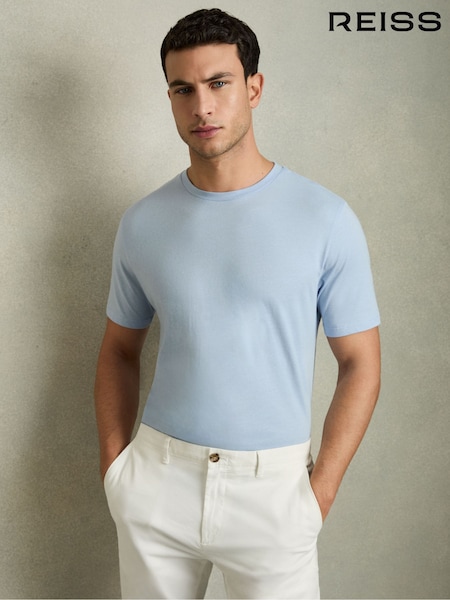 Soft Blue - Reiss Bless Cotton Crew Neck T-Shirt (D50925) | €43