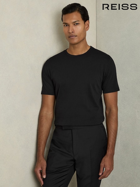 Reiss Black Bless Marl Crew Neck T-Shirt (D50927) | ₪204