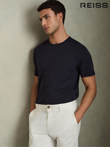 Reiss Navy Melrose Cotton Crew Neck T-Shirt (D50929) | € 55
