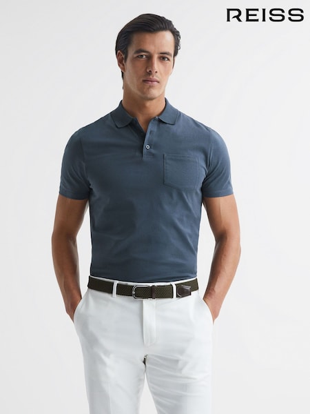 Reiss Steel Blue Austin Short Sleeve Polo T-Shirt (D50931) | €95