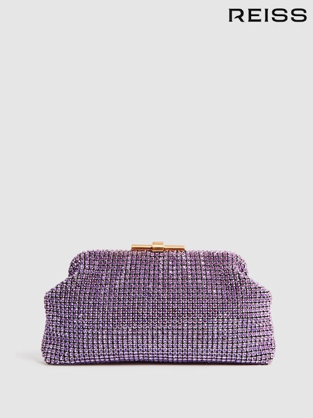 Reiss Mid Purple Adaline Embellished Clutch Bag (D50981) | €180