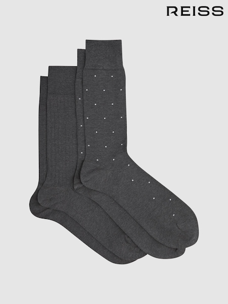 Reiss Charcoal Graham 2 Pack Socks (D50992) | €30