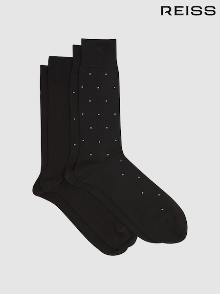 Reiss Black Graham 2 Pack Socks (D50994) | €30