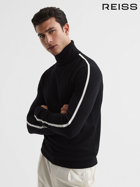 Reiss Black Aspen Long Sleeve Roll Neck Jumper (D50999) | €62