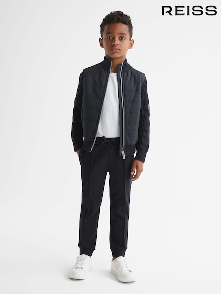 Reiss Navy Trainer 9-14 yrs Hybrid Zip Through Quilted Jacket (D51039) | €82
