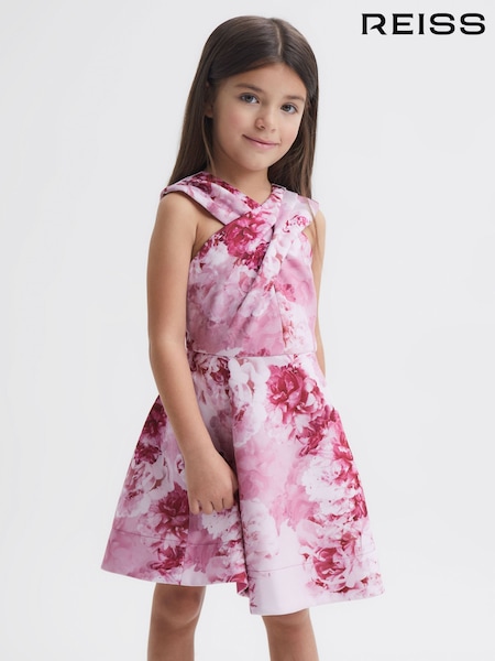Reiss Pink Clara 9-12 yrs Floral Printed Dress (D51056) | 397 QAR