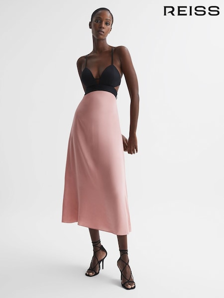 Reiss Pink Cara Strappy Cut-Out Midi Dress (D51067) | €325