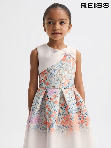 Reiss Pale Pink Emily 4-9 yrs Scuba Floral Printed Dress (D51084) | AED360