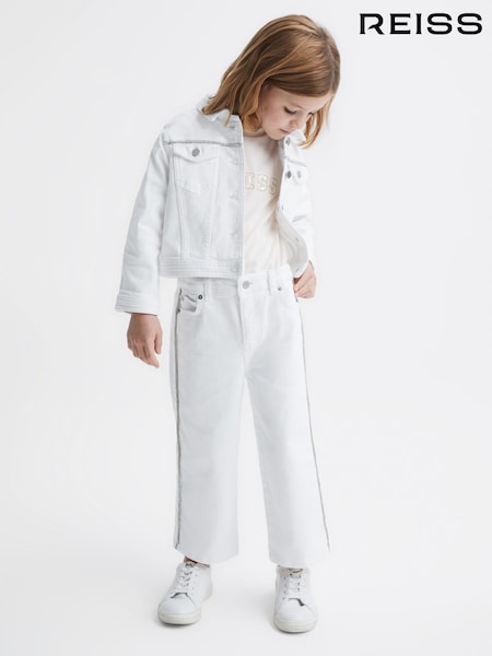 Reiss Nala Sparkle Stripe Denim Jacket (D51085) | 363 LEI