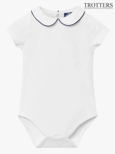 Trotters London Little White/Navy Milo Piped Body (D51182) | R$ 255