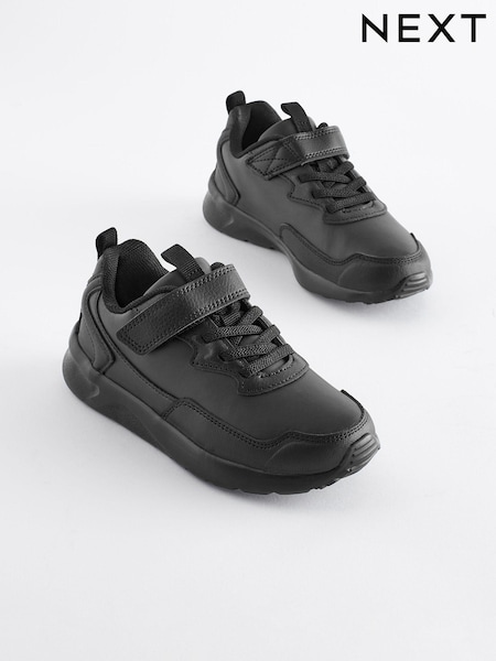 Black Wide Fit (G) Single Strap School Trainers (D51189) | €26 - €32