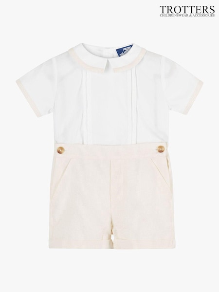 Trotters London Little 100% Cotton Oatmeal/White Rupert Set (D51222) | R$ 840 - R$ 890