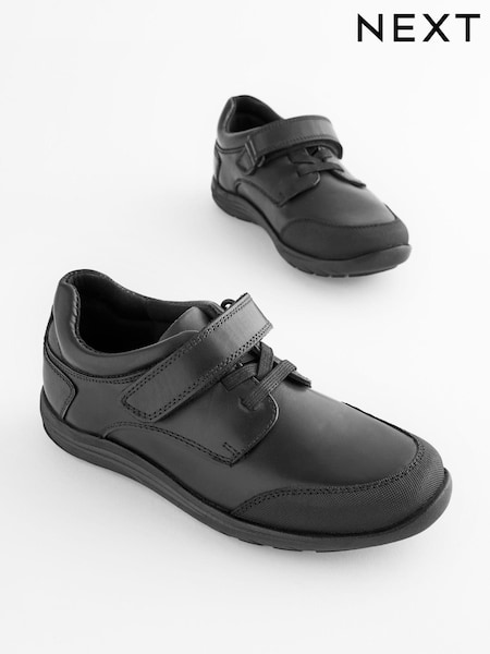 Schwarz - School Leather Elastic Lace Shoes (D51391) | 4 € - 6 €