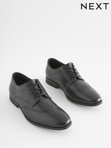 Black School Leather Wing Cap Shoes (D51395) | €18.50 - €24