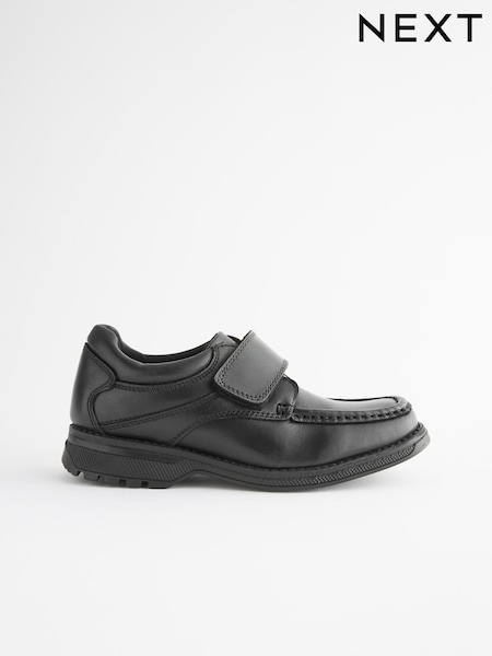 Black Leather Touch Fastening School Shoes (D51404) | €42 - €52