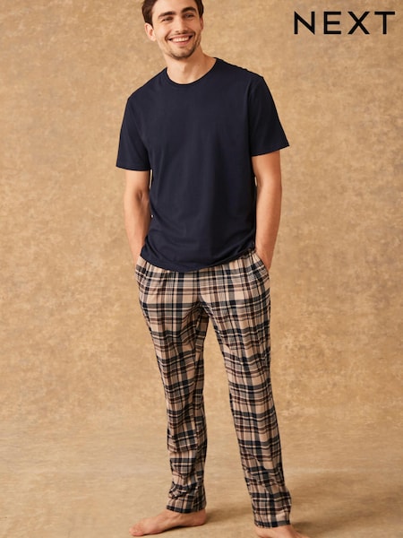 Bleu marine/fauve à carreaux - Pyjama confortable Motionflex (D51509) | € 12