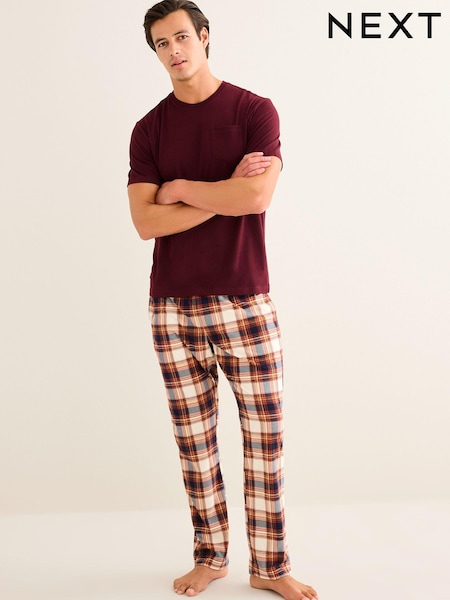 Red/Natural Check Motionflex Cosy Pyjamas Set (D51511) | €17.50