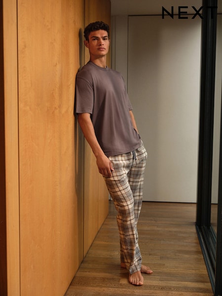 Grey Signature Brushed Woven Pyjama Set (D51524) | €21.50