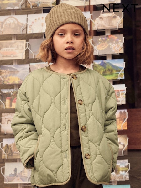 Green Shower Resistant Short Quilted Coat (3-16yrs) (D51857) | €21 - €27