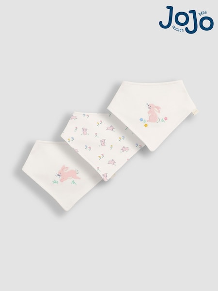 JoJo Maman Bébé Pink Bunny 3-Pack Cotton Baby Dribble Bibs (D51869) | kr171