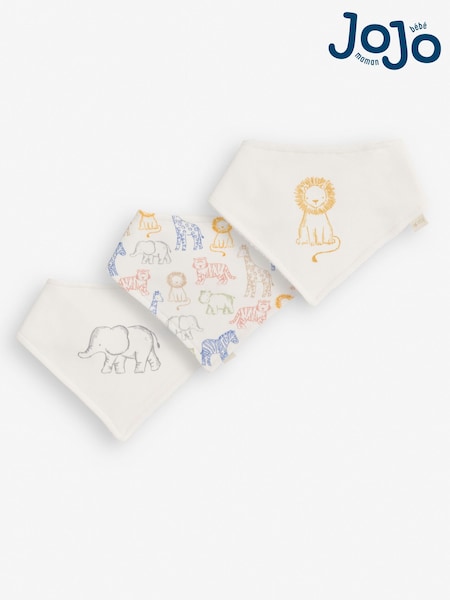 JoJo Maman Bébé Cream Safari 3-Pack Safari Dribble Bibs (D51870) | $19