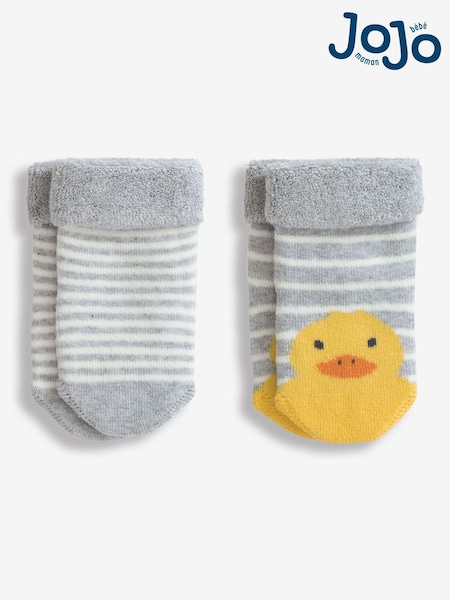 JoJo Maman Bébé Marl Grey Duck 2-Pack Baby Socks (D51877) | €10