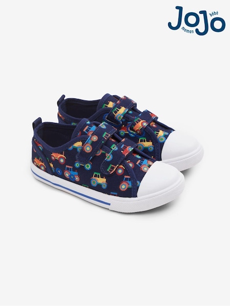JoJo Maman Bébé Navy Boys' Kids' Tractor Canvas Pumps (D51881) | €32