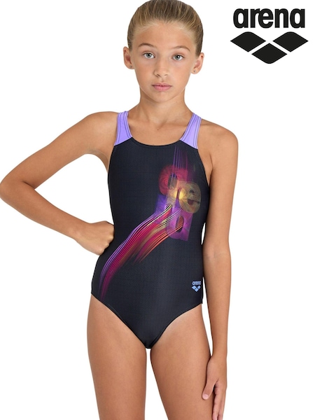 Arena Girls Parrot V-Back Black Swimsuit (D51915) | 62 zł