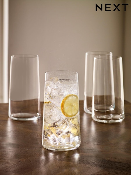 Set of 4 Clear Angular Set of 4 Tall Tumbler Glasses (D51916) | $32