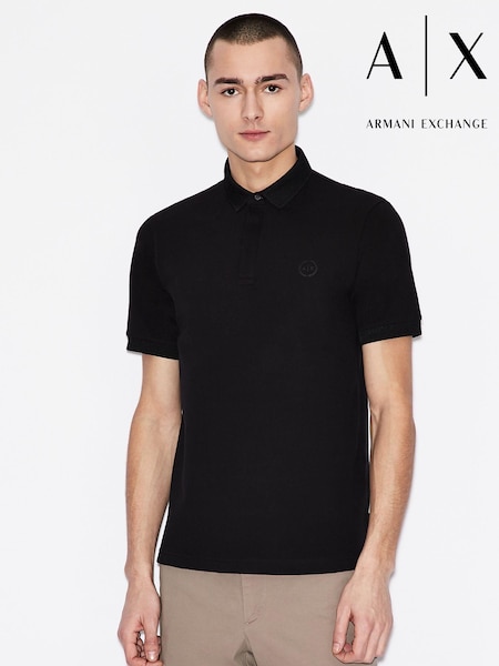 Armani Exchange Black Small Circular Logo Polo Shirt (D52045) | 322 QAR