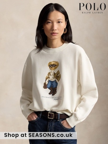 Κρεμ - Polo Ralph Lauren αρκούδα πλεκτό φούτερ