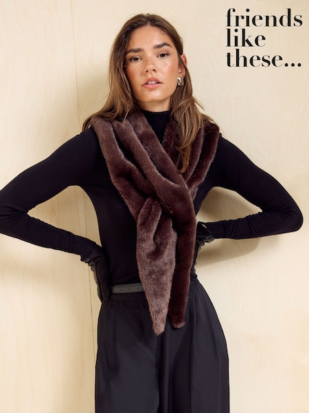 Chocolate Brown - Friends Like These Faux Fur Triangle Scarf
